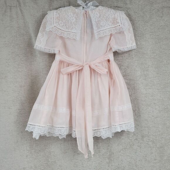 Gunne Sax Jessica McClintock Light Pink and White Lace Vintage Dress - Picture 3 of 15